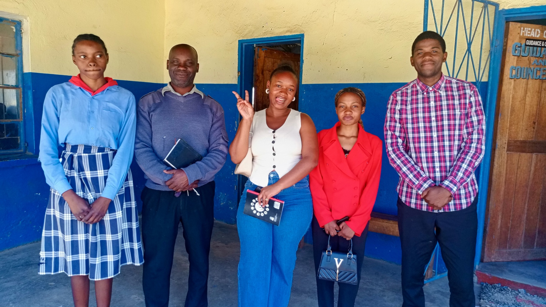 Forge Ambassadors with students and staff outside the Guidance and Counselling office