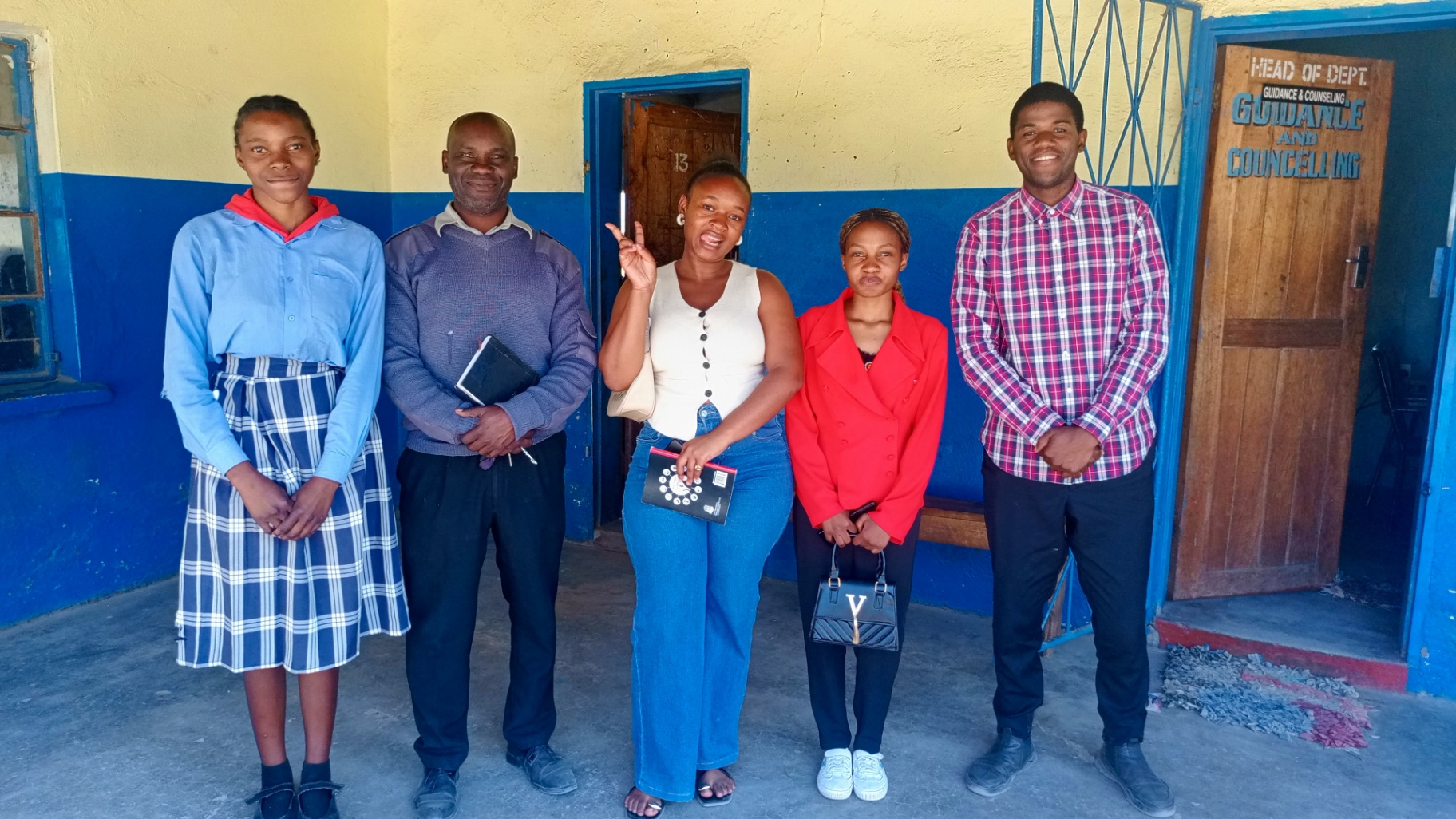 Forge Ambassadors with students and staff outside the Guidance and Counselling office